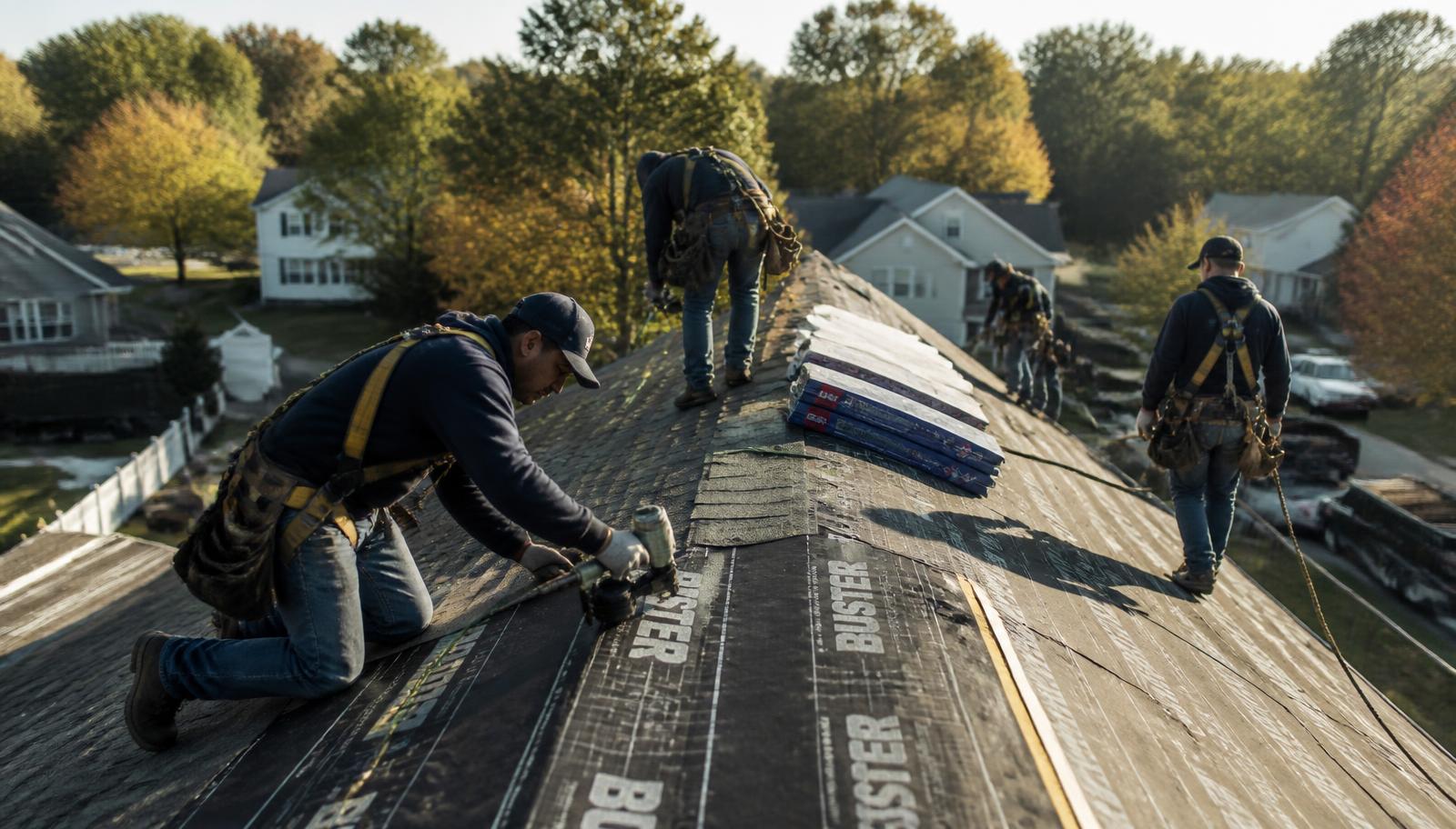 Hammer Exteriors crew installing a new roof